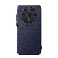 Custodia per telefono antiurto magnetica a copertura totale in pelle Litchi per Honor Magic3 Pro (blu navy)
