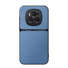 Custodia per telefono antiurto magnetica a copertura totale in pelle Litchi per Honor Magic6 (blu)