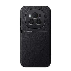 Per Honor Magic6 Pro Custodia per telefono antiurto magnetica in pelle Litchi con copertura completa (nera)