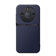 Per Honor X50 Custodia per telefono antiurto magnetica in pelle Litchi con copertura completa (blu navy)