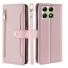 Per Xiaomi 14T 5G Sheep Texture Portafoglio a tracolla con cerniera in pelle Custodia per telefono (rosa)