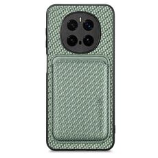 Custodia per telefono Magsafe in pelle e fibra di carbonio per Honor Magic 7 Pro (verde)