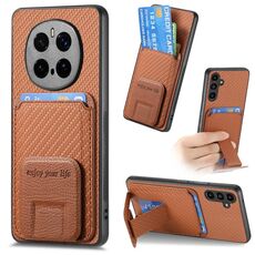 Custodia per telefono pieghevole con supporto per carte in fibra di carbonio per Honor Magic7 Pro (marrone)