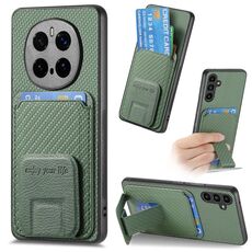 Custodia pieghevole per telefono con supporto per carte in fibra di carbonio per Honor Magic7 Pro (verde)