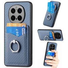 Custodia per telefono con anello porta carte in fibra di carbonio per Honor Magic7 Pro (blu)