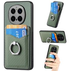 Custodia per telefono con anello porta carte in fibra di carbonio per Honor Magic7 Pro (verde)