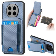 Custodia per telefono con supporto a portafoglio verticale in fibra di carbonio per Honor Magic7 Pro (blu)