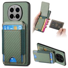 Custodia per telefono con supporto a portafoglio verticale in fibra di carbonio per Honor Magic7 Pro (verde)