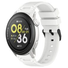 Per COROS Watch 22mm Vertical Pattern Black Buckle Silicone Watch Band (Bianco)