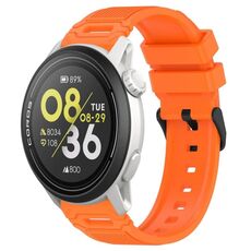 Per COROS Watch 22mm Vertical Pattern Black Buckle Silicone Watch Band (Arancione)