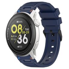 Per COROS Watch 22mm Vertical Pattern Black Buckle Silicone Watch Band (Doppio Colore + Blu Navy)