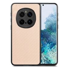 Custodia per telefono con cover posteriore in pelle con trama in fibra di carbonio per Honor Magic7 Pro (cachi)