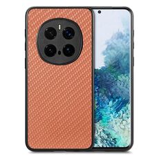 Per Honor Magic7 Pro Custodia per telefono con cover posteriore in pelle con trama in fibra di carbonio (marrone)