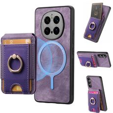 Per Honor Magic 7 Pro Retro Splittable Magnetic Stand Cart Bag Custodia in pelle per telefono (viola)