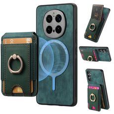 Per Honor Magic 7 Pro Retro Splittable Magnetic Stand Cart Bag Custodia in pelle per telefono (verde)