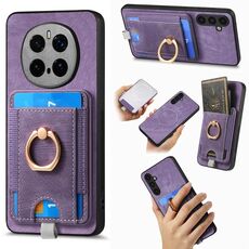 Per Honor Magic 7 Pro Retro Custodia per telefono in pelle con porta carte magnetico divisibile (viola)