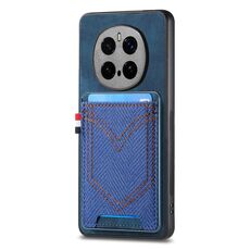 Custodia per telefono in pelle con texture denim per Honor Magic7 Pro con slot per schede (blu)