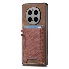 Custodia per telefono in pelle con texture denim per Honor Magic7 Pro con slot per schede (marrone)