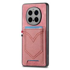Custodia per telefono in pelle con texture denim per Honor Magic7 Pro con slot per schede (rosa)