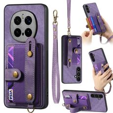 Per Honor Magic7 Pro Retro Cross Wristband Portafoglio Custodia in pelle per telefono (viola)