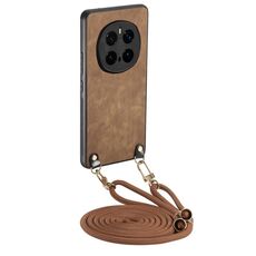 Per Honor Magic7 Pro Custodia per telefono in pelle vintage con retro in PC e tracolla (marrone)
