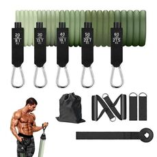 11 in 1 Fitness Pulling Rope Set Yoga Puller per uomini e donne Home Resistance Bands Training Rope, Spec: 200 libbre verde sfumato