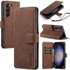 Per Samsung Galaxy S23 5G DG.MING Custodia per cellulare in pelle con bordo retro olio (caffè)