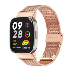 Per Redmi Watch 3 Mijobs Cinturino per orologio in metallo con fibbia Milano (oro rosa)