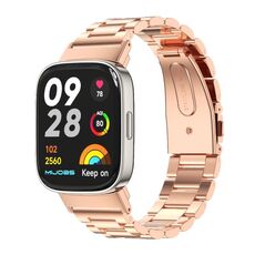 Per Redmi Watch 3 Mijobs Cinturino per orologio in acciaio inossidabile con tre sfere in metallo (oro rosa)
