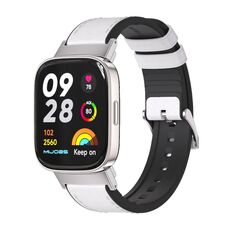 Per il cinturino dell'orologio in pelle TPU Mijobs Redmi Watch 3 (argento bianco)
