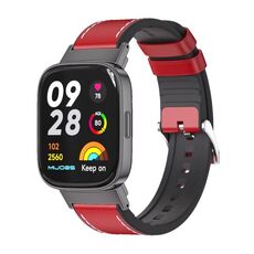 Per il cinturino dell'orologio in pelle TPU Mijobs Redmi Watch 3 (rosso nero)