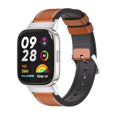 Per il cinturino dell'orologio in pelle TPU Mijobs Redmi Watch 3 (marrone argento)