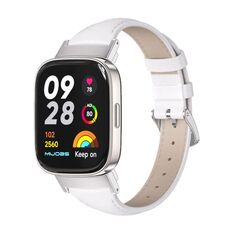 Per Redmi Watch 3 Mijobs cinturino sottile in vera pelle (argento bianco)