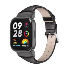 Per Redmi Watch 3 Mijobs cinturino sottile in vera pelle (nero)