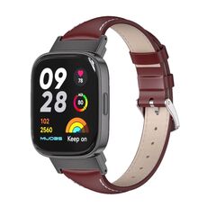 Per Redmi Watch 3 Mijobs cinturino sottile in vera pelle (vino rosso nero)