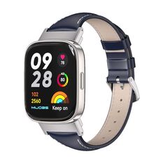 Per Redmi Watch 3 Mijobs cinturino sottile in vera pelle (argento blu)