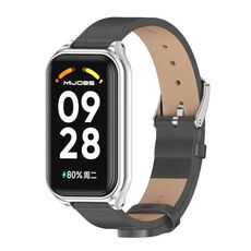 Per Redmi Band 2 Mijobs Cinturino in pelle PU in microfibra con guscio in metallo (grigio argento)