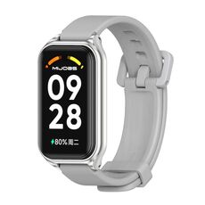 Per cinturino per orologio in silicone con guscio metallico Mijobs Redmi Band 2 (grigio argento)