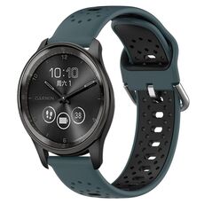 Per GarminMove Trend Cinturino in silicone bicolore traspirante da 20 mm (verde oliva + nero)