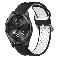 Per GarminMove Trend Cinturino in silicone bicolore traspirante da 20 mm (nero + bianco)