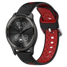 Per GarminMove Trend Cinturino in silicone bicolore traspirante da 20 mm (nero + rosso)