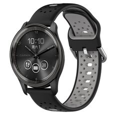 Per GarminMove Trend Cinturino in silicone bicolore traspirante da 20 mm (nero + grigio)