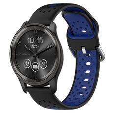 Per GarminMove Trend Cinturino in silicone bicolore traspirante da 20 mm (nero + blu)