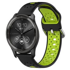 Per GarminMove Trend Cinturino in silicone bicolore traspirante da 20 mm (nero + verde lime)