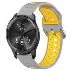 Per GarminMove Trend Cinturino in silicone bicolore traspirante da 20 mm (grigio + giallo)