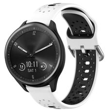 Per Garmin Vivomove Sport Cinturino in silicone bicolore traspirante da 20 mm (bianco + nero)