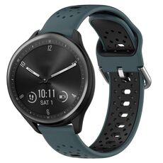 Cinturino in silicone bicolore traspirante da 20 mm per Garmin Vivomove Sport (verde oliva + nero)
