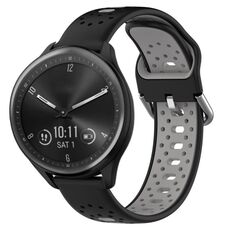 Per Garmin Vivomove Sport Cinturino in silicone bicolore traspirante da 20 mm (nero + grigio)
