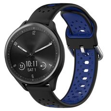 Per Garmin Vivomove Sport Cinturino in silicone bicolore traspirante da 20 mm (nero + blu)