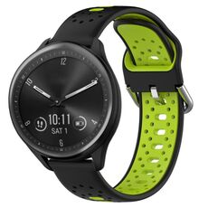 Cinturino in silicone bicolore traspirante da 20 mm per Garmin Vivomove Sport (nero + verde lime)